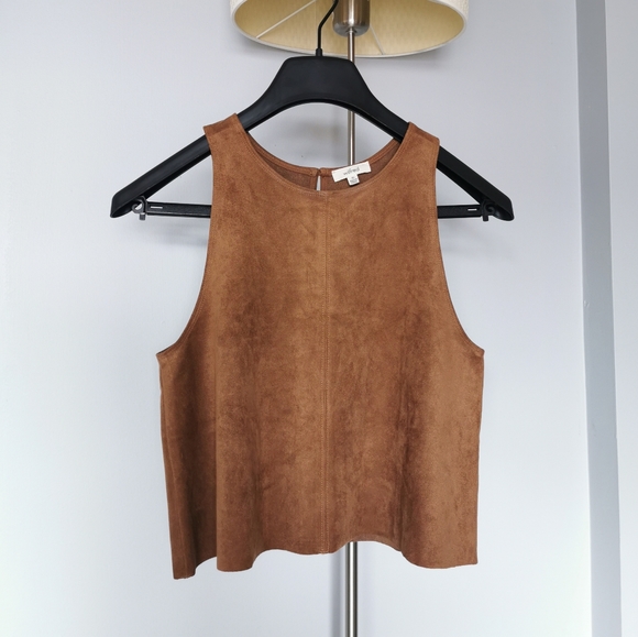 Wilfred Tops - Aritzia Wilfred suede brown sleeveless top size xs